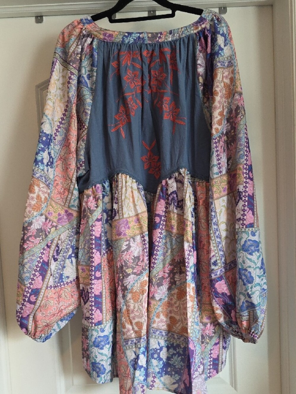 NWT Blue Velvet Medium Boho Floral Peasant Tunic Top - Picture 2 of 8